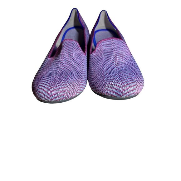 Rothys Pink & Gray Chevron Knit Loafers Slip-On Flats with Blue Trim Size 6 - Picture 7 of 13
